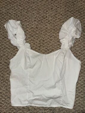Abercrombie & Fitch White Ruched-Strap Crop Top